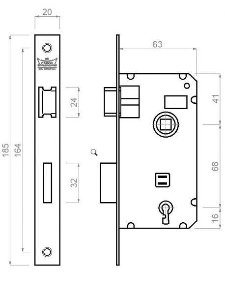 Cerradura Reversible p/Puerta de interior, frnte angosto.
